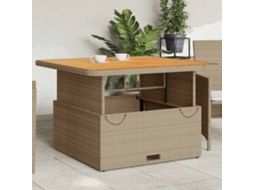 Vidaxl Mesa De Jardim 110x110x71 Cm Vime Pe E Madeira De Acácia Bege