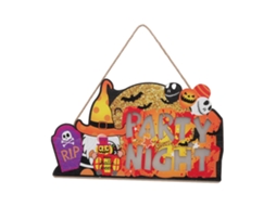 Sinal De Abóbora Iluminada Para Halloween, Pendente De Madeira Para Porta, Decoração Para Casa, Jardim E Pátio