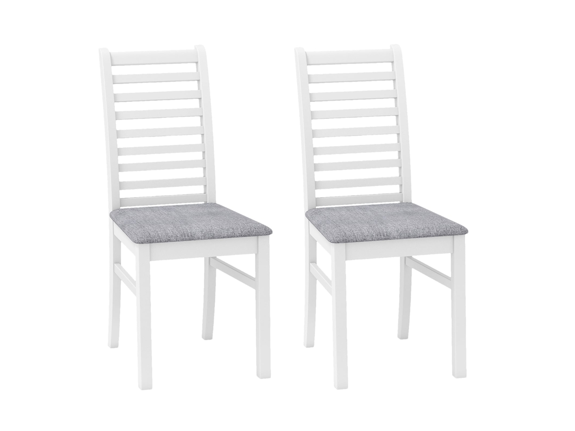 Conjunto 2 Cadeiras de Jantar em Couro Sintético, Pés em Madeira de Seringueira, Branco/cinza NORTHIX
