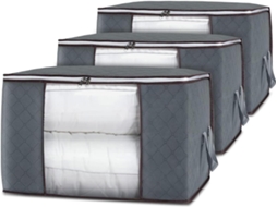 Lurelia Saco Organizador 3 Un. 60 X 40 X 35 Cm Para Roupas, Roupa De Cama E Edredons, Tecido Resistente, Fecho Zíper E Com Alça