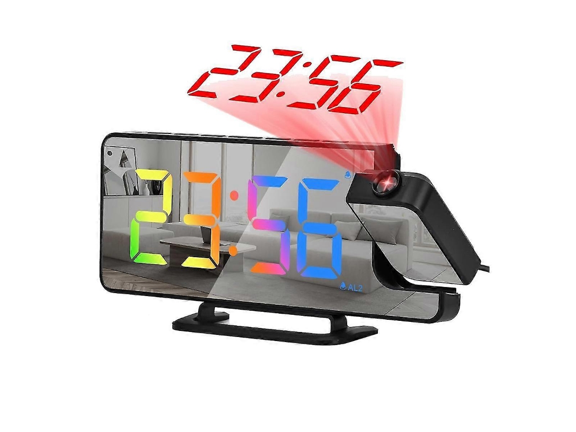 Despertador projetor de espelho LED digital Brilvibera de 7,3 polegadas para quarto, preto