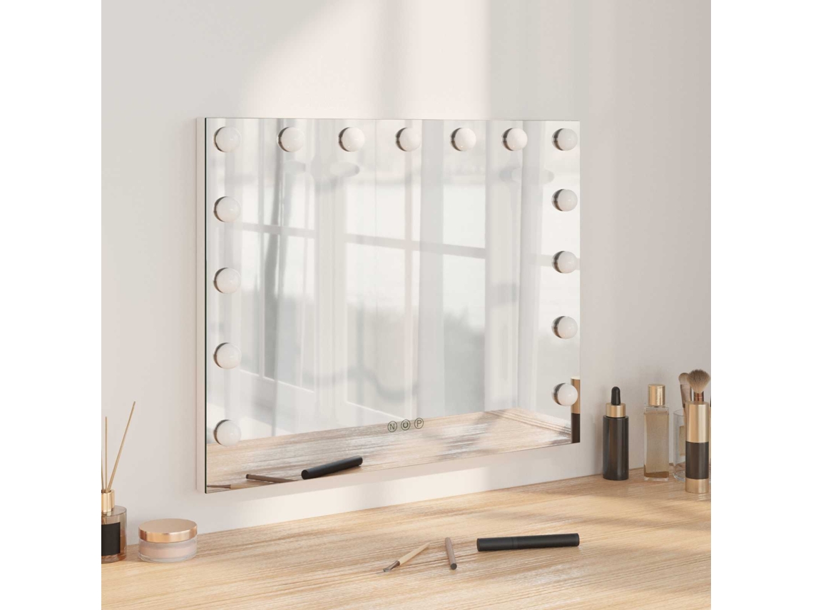Vidaxl Espelho De Maquiagem Led Branco 58 X 10 X 47 Cm Vidro E Aço