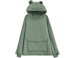 Sudadera Com Capuz De Rã Bonita Para Mulher/menina, Fecho Zipper, Bolso Frontal, Design Divertido, Manga Longa, Tamanho Asiático
