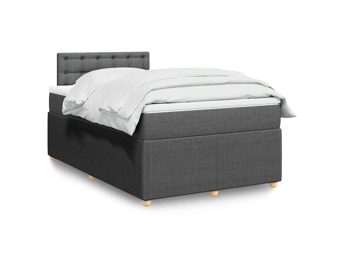 Vidaxl Cama Boxspring Com Colchão 120x190 Cm Tecido Cinzento-escuro