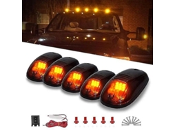 5x Luzes De Teto De Cabine Led Amarelo Fumê Para Dodge Ram 2500 3500 4500 03-16 12v Kit Com Fiação Cor Âmbar