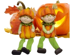 Kit de 2 Peças para Decoração de Jardim Externo: Menina Abóbora, Figuras para Gramado, Decoração de Outono, Escultura CHABERLU