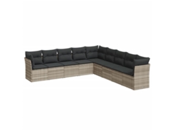 Conjunto de 9 Sofás Jardim com Almofadões Vime Pe Cinzento Claro MAISON EXCLUSIVE (90x200 cm)