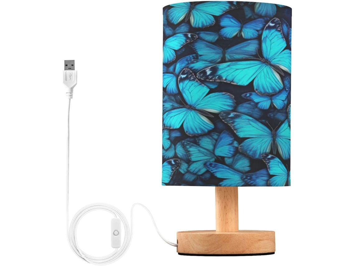 Luminária De Cabeceira Led Pequena Skyshu Com Base Madeira Antiderrapante E Cúpula Que Não Agride Os Olhos, Ideal Para