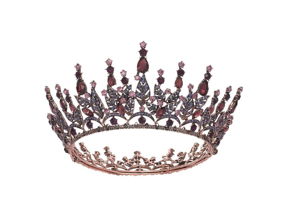 Coroza De Reina Para Mulher Com Pedras Rhinestone Para Casamentos, Festaões, Halloween, Prom E Ocasiões Especiais Roxa