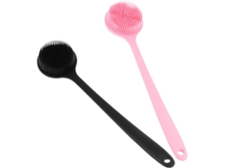 Conjunto De 2 Escovas Silicone Para Banho Com Cabo Longo, Escova Corporal Prática Para Banho, Costas E Ducha