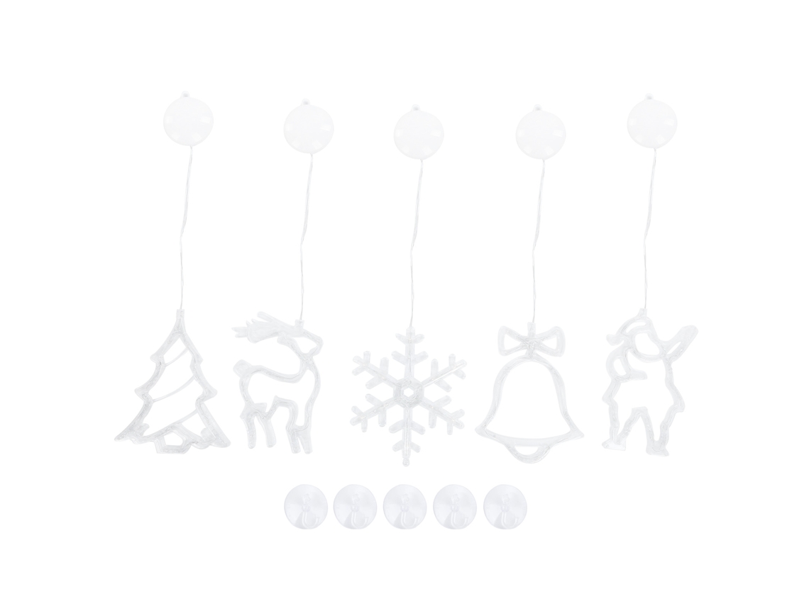 2026 5 Peças/conjunto Luzes Led de Natal para Janela Pendente Veado Árvore Luzes de Cadeia