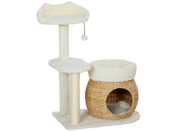 Árvore 79cm Toca Cama Bolas Sisal 5kg Branco Creme