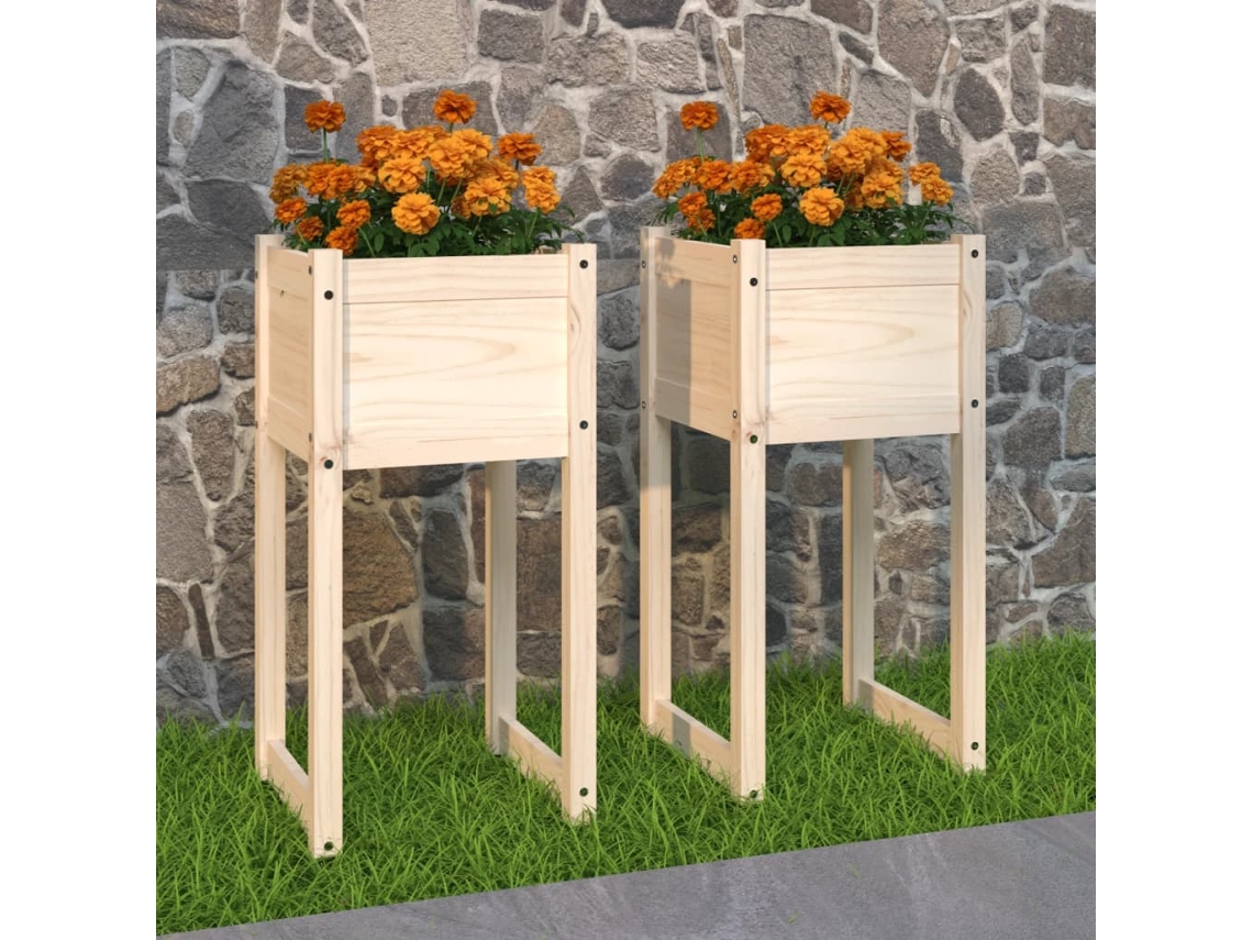 Vidaxl Vasos/floreiras 2 Pcs 40x40x81 Cm Pinho Maciço