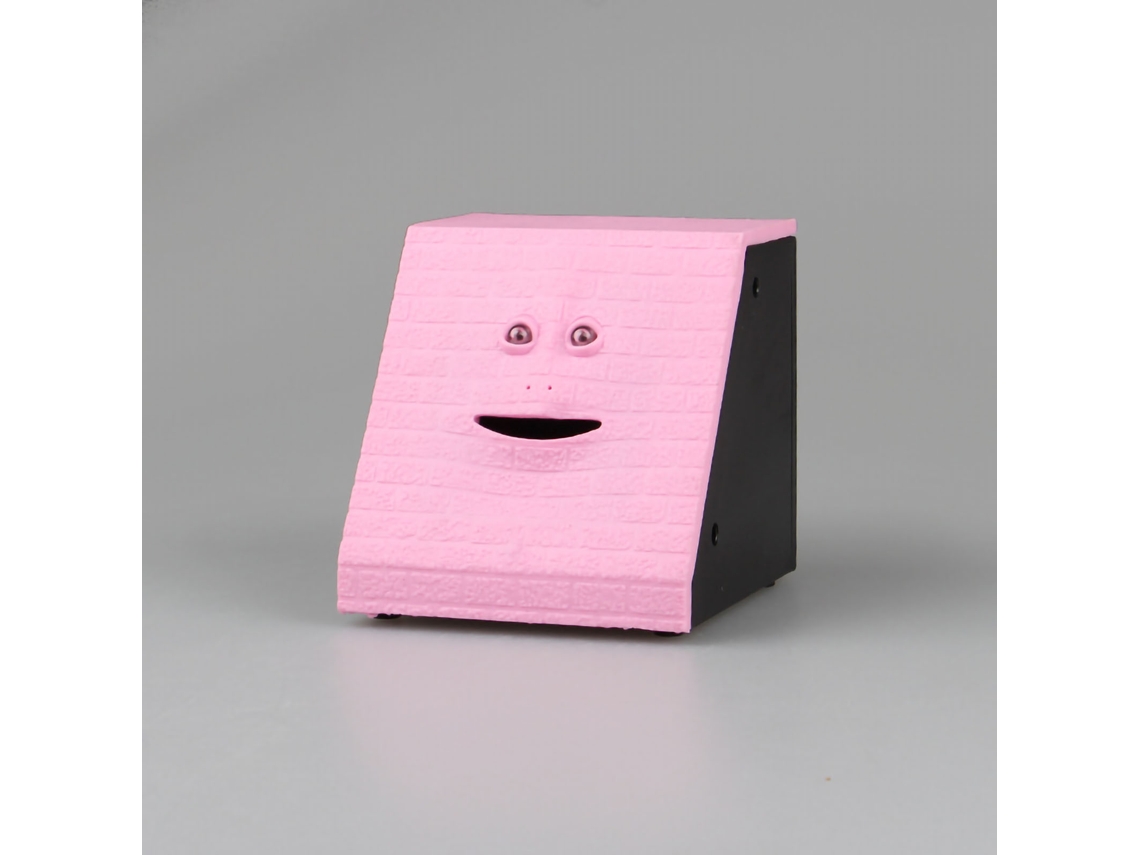 Cofrinho Eletrônico de Plástico Rosa com Som, para Crianças, Design de Rosto, Ação de Comer Moedas com MARCA