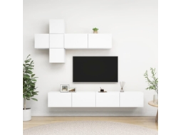 Vidaxl 7 Pcs Conjunto De Móveis De Tv Contraplacado Branco