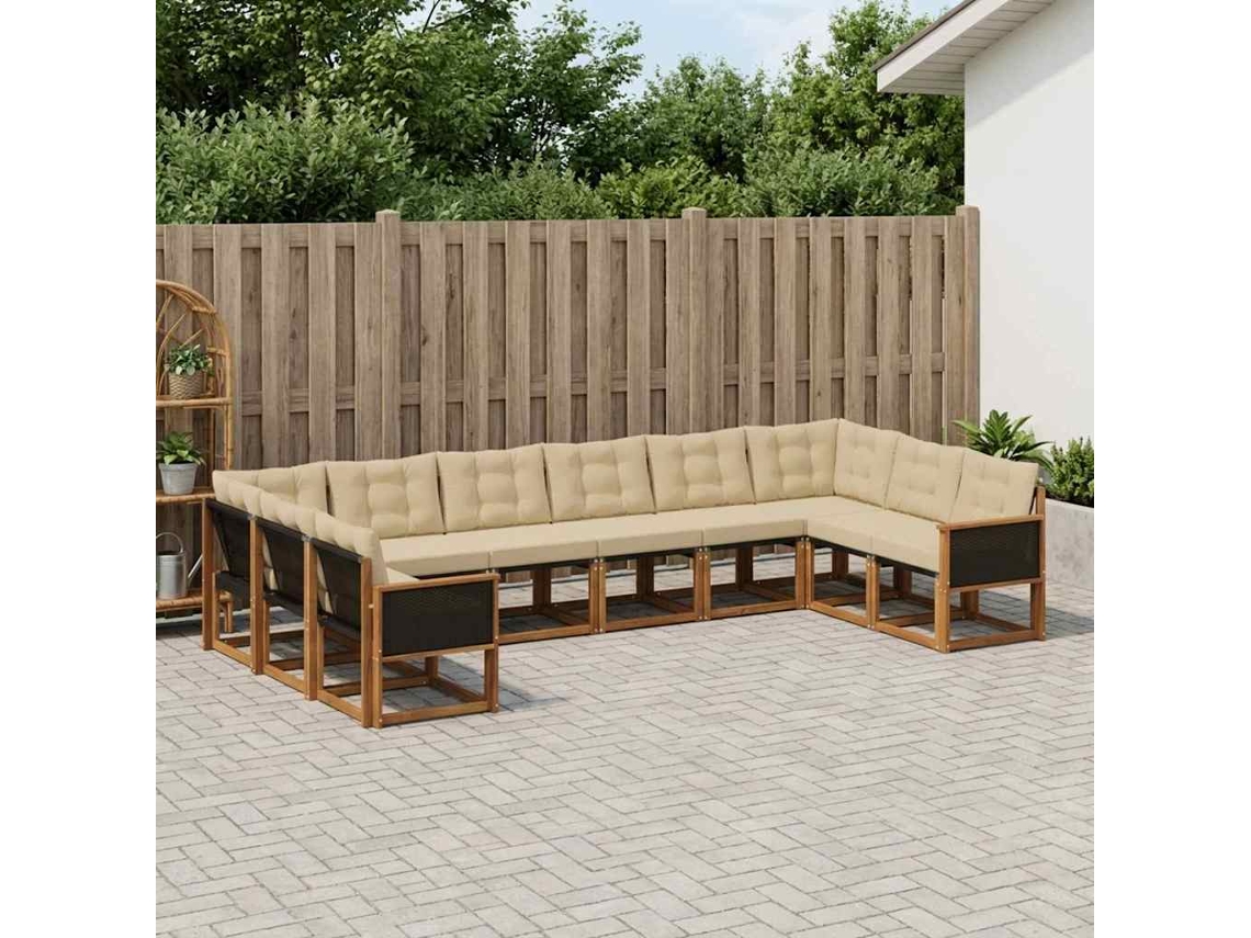 Vidaxl Conjunto De Sofás Para Exterior 10 Unid. Natural E Bege