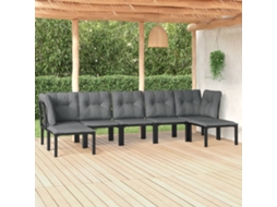 Vidaxl 7 Pcs Conjunto Lounge De Jardim Vime Pe Preto E Cinzento