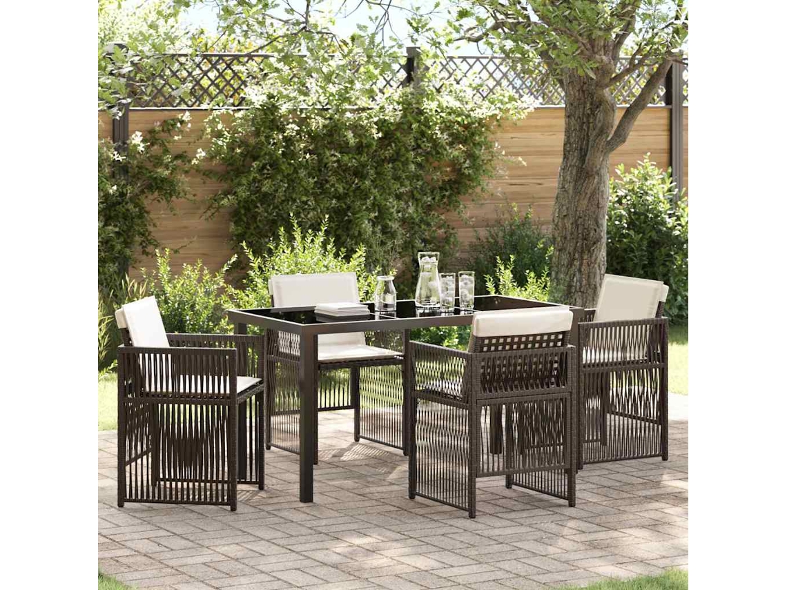 Vidaxl Conjunto De Jantar Para Jardim 5 Pcs Castanho