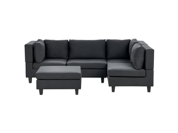Sofá de 4 lugares BELIANI Unstad de Poliéster Preto 228x152x72