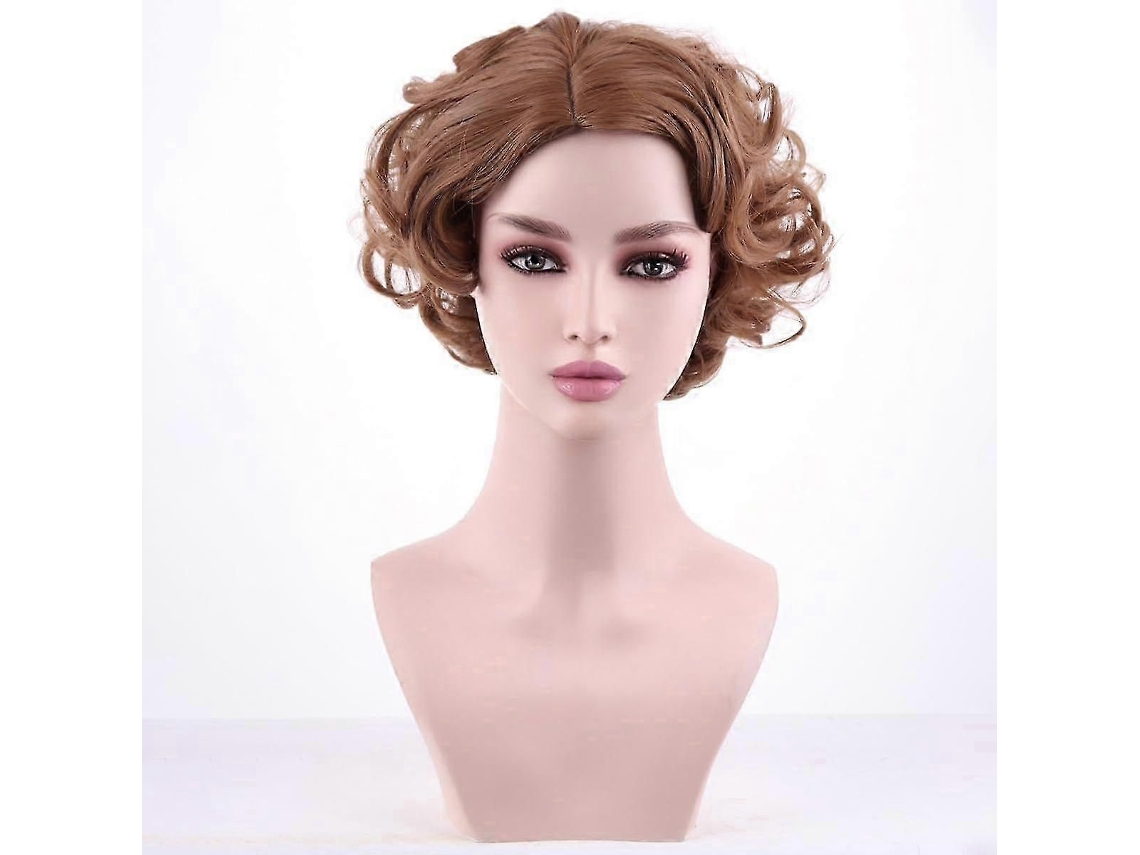 Peruca Loira Morango, Peruca Curta, Peruca Curta Cacheada e Ondulada Estilo Pixie para Mulheres. TAISHENGDA