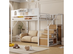 Cama 140x200 Elevada Metal Janela Escada VOLTEDGE