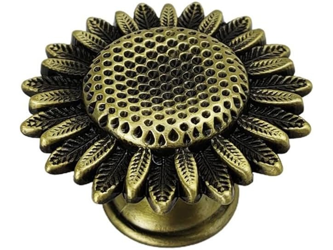 Puxador De Armário Em Liga Zinco Com Girassol Dourado Para Decoração Móveis Quarto Infantil, Puxador De Gaveta Seguro
