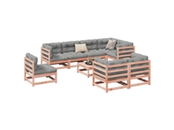 Vidaxl 9 Pcs Conjunto Sofás Jardim Madeira Abeto-de-douglas
