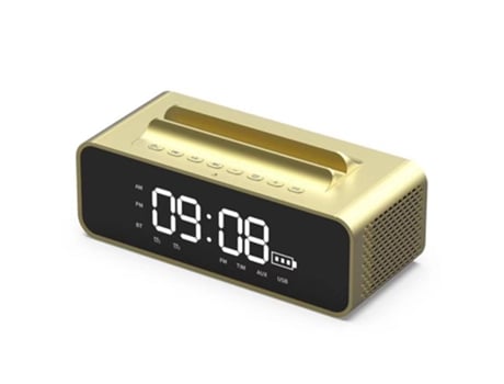 Suporte para Celular Estéreo Bluetooth Doméstico Despertador com Espelho Led Alto-Falante Duplo