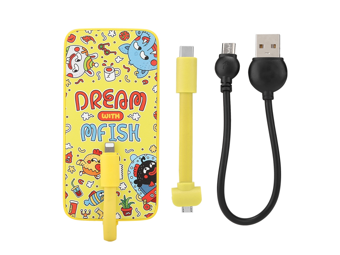Power bank 8000mAh EOOCOO (amarelo, portátil)