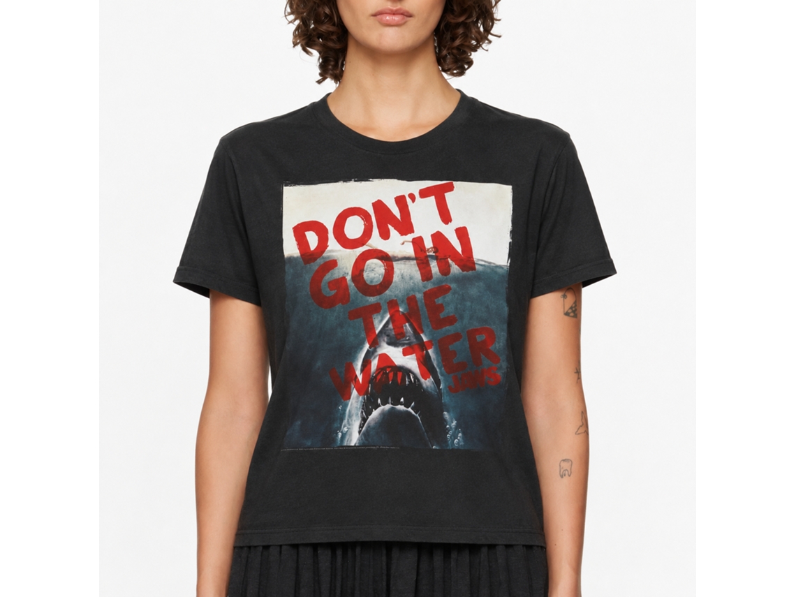 Rockinstone Jaws Movie Don't Do It Heather Black Adult T-shirt Size:s