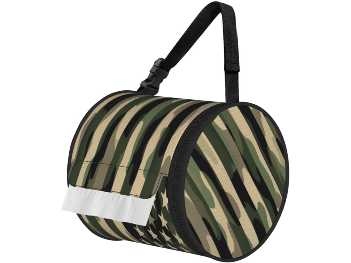 Porta Papel Higiênico Dobrável Com Estampa Camuflada Verde Selva Da Bandeira Dos Eua, Ideal Para Banheiros E Carros