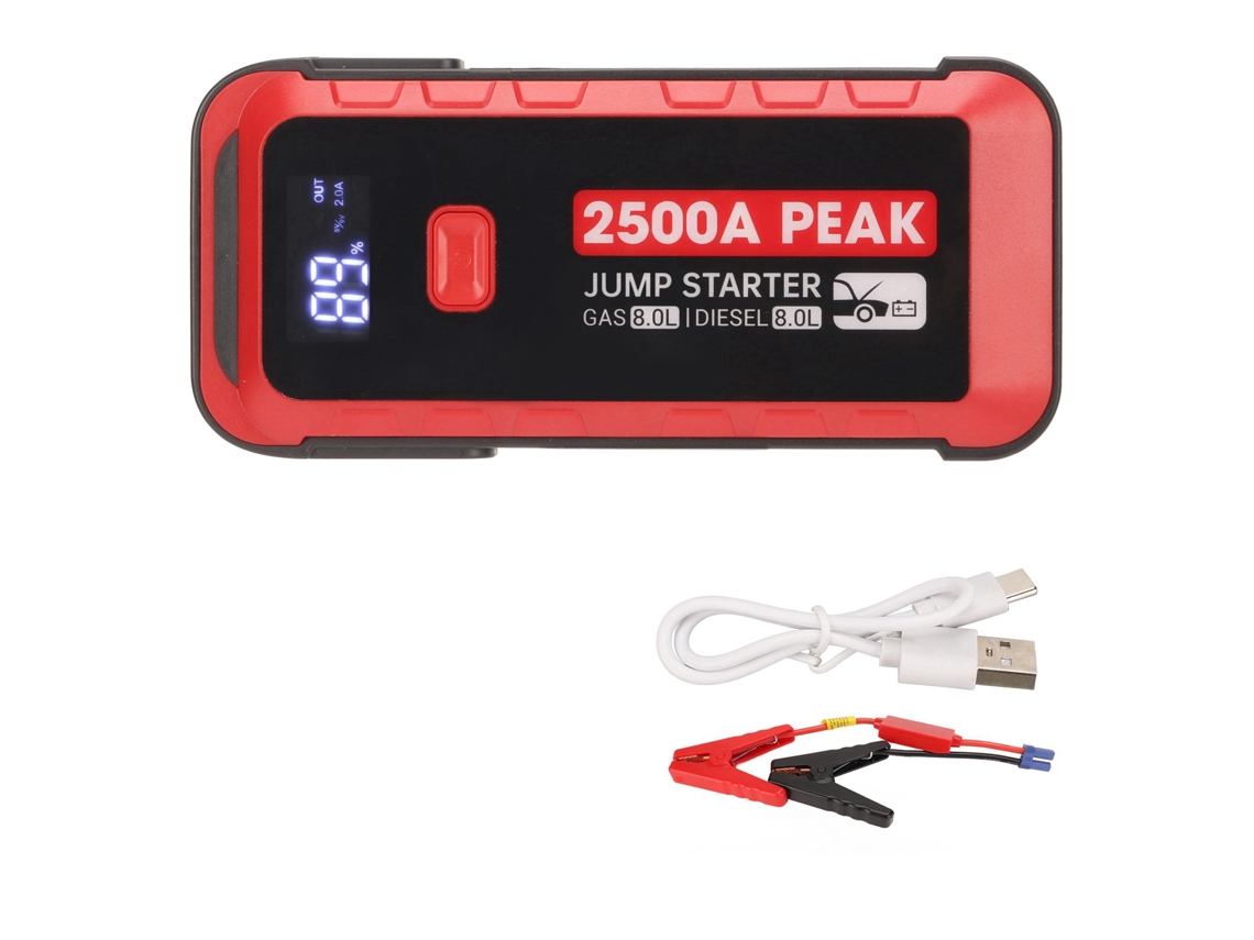 2026zentro-iniciador De Salto De Bateria De Carro 2500a 25800mah Carregamento Rápido Usb Display Lcd Portátil Para Veículos 12v Camping