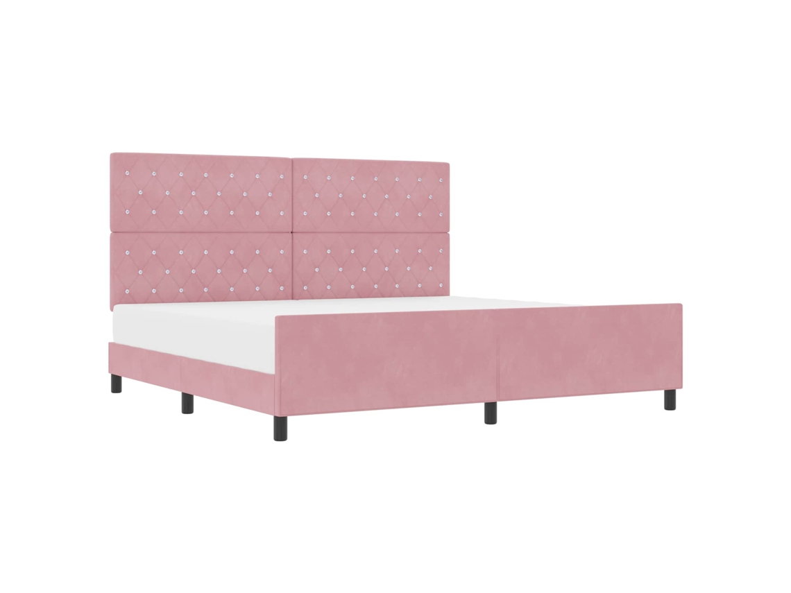 Cama Box com Cabeceira Rosa 200 X 200 Cm Veludo MAISON EXCLUSIVE