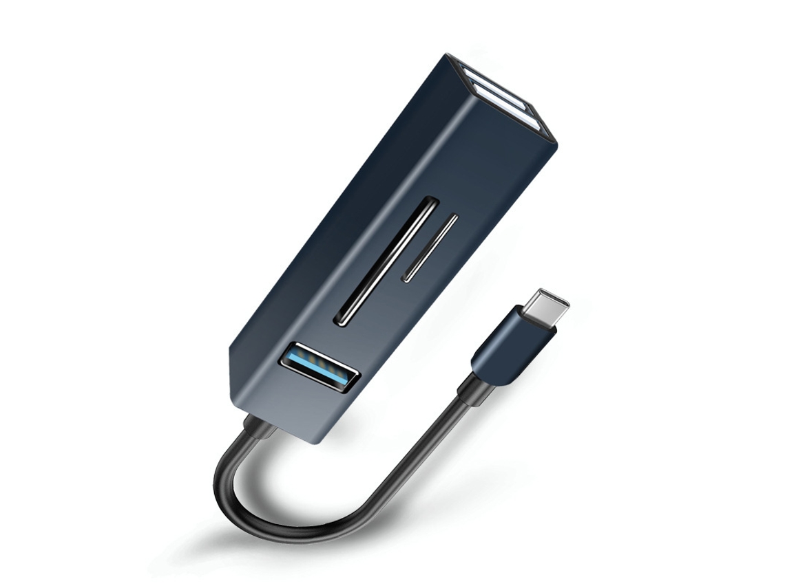 Yizhood 5 em 1 OTG USB C Docking Station Thunderbolt 3 Tipo C Hub USB TF Card Reader Hub 3.0/2.0 para Mac Azul