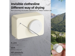 Linha de Secar Roupa Retrátil 4,2m Aço Inox | S/MARCA