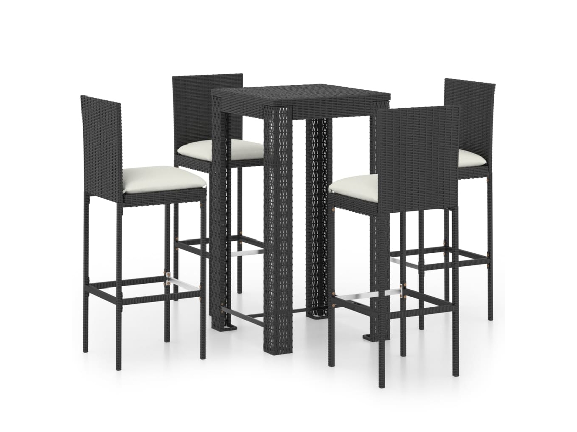 Garden Bar Set, Garden Bar Sets Vidaxl Preto Rattan / Vime (60.5 Cm Table Length)