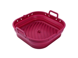 Sartén De Hornear Multifuncional Com Mango Resistente Ao Calor De Silicone De Grau Alimentar Antiaderente Reutilizável Cuadrado Rojo