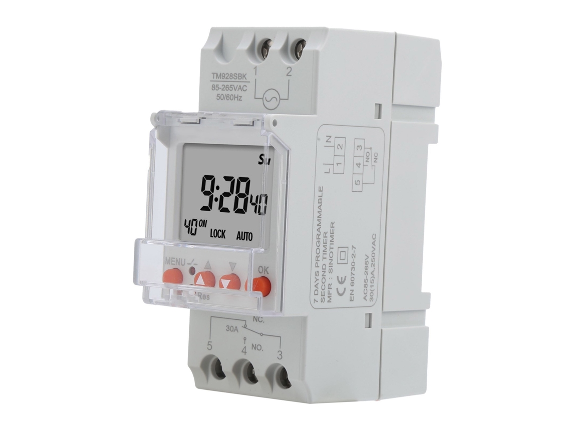 Interruptor Programável Inteligente Com Tela Digital Analógica E Retroiluminação Rail Din 85-265vac 30a