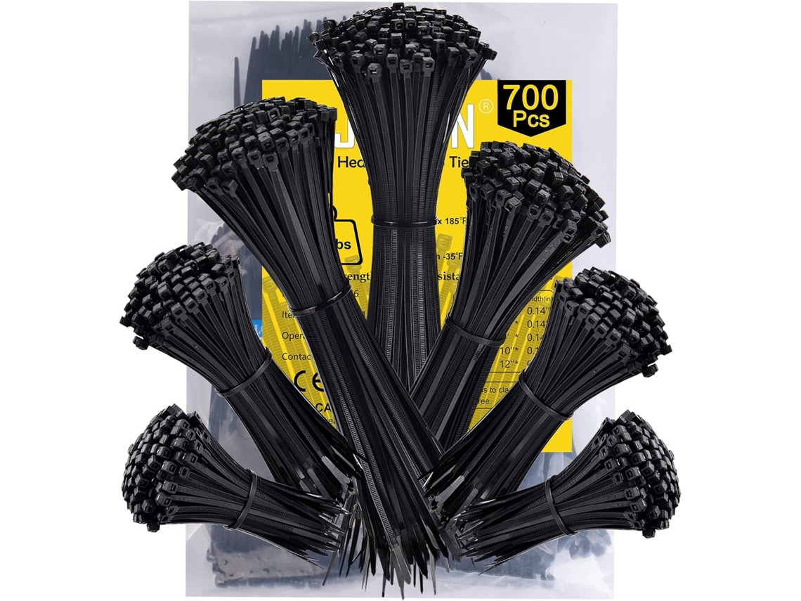 Abraçadeiras De Cabo De Alta Resistência, Tamanhos Mistos De 4681012 Polegadas, Abraçadeiras De Cabo Pretas Com Design De Autotravamento,
