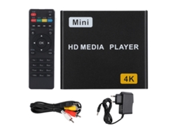 Reprodutor de mídia digital Mali 4K, Full HD, com HDMI, USB e SPDIF para uso doméstico.