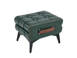 Pufe Portátil Em Couro Verde Com Pernas De Metal, Multifuncional Para Troca De Sapatos Em Sala E Quarto, Design Versátil.