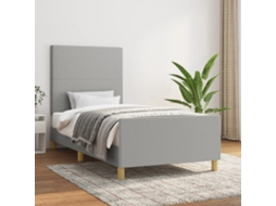 Estrutura De Cama Sem Colchão 90x190 Cm Tecido Cinzento-claro