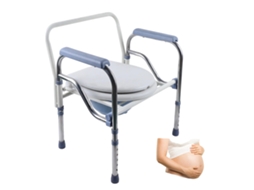 Cadeira Sanitária, Altura Ajustável 65-75 Cm, Tamanho Dobrável 68 Cm * 54 Cm * 16 Cm, Capacidade De Carga 150 Kg, Estrutura De Aço Inoxidável, Bacia