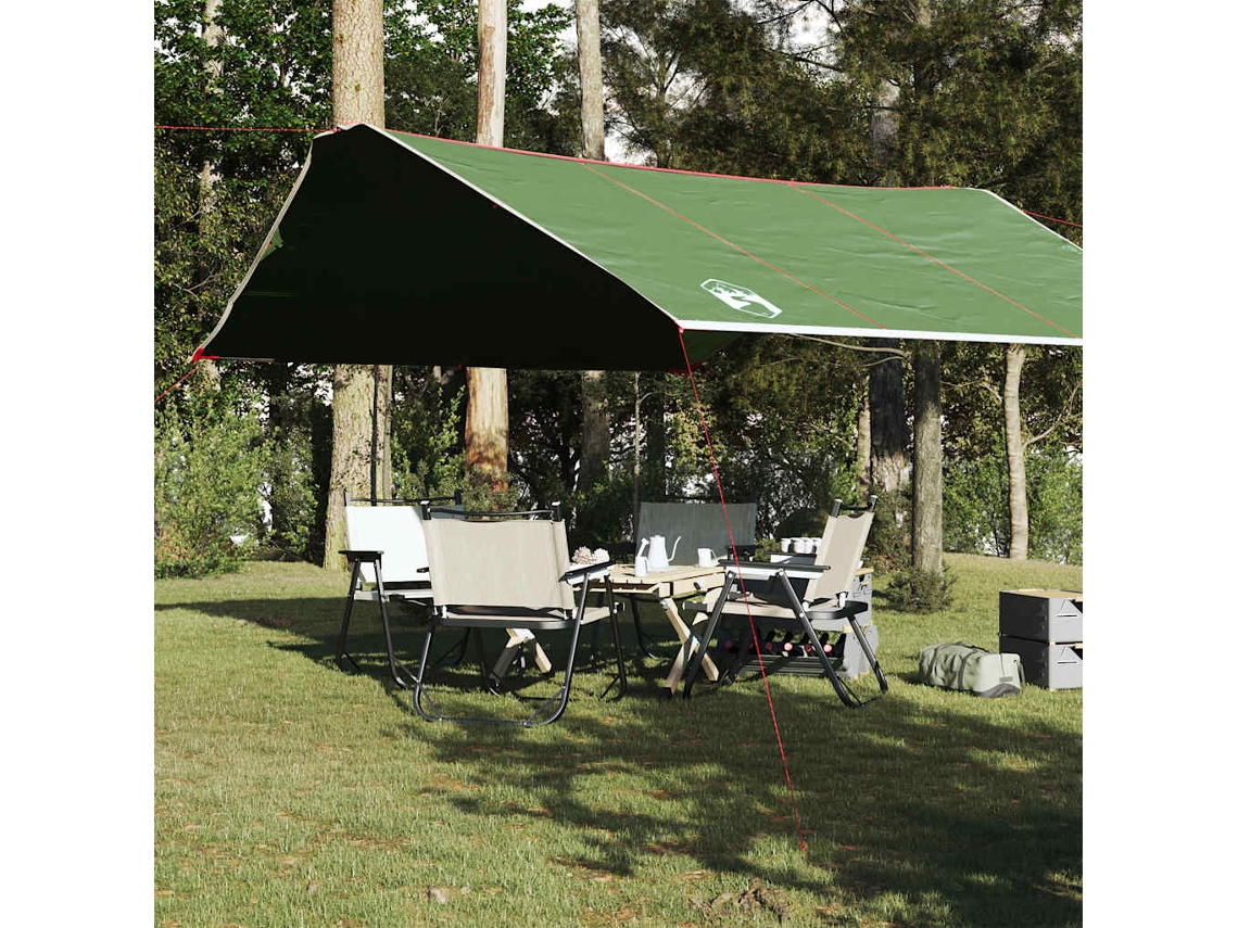 Vidaxl Lona De Campismo 420x440 Cm Impermeável Verde