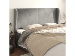 Vidaxl Cabeceira Cama C/ Abas Veludo 183x23x118/128 Cm Cinzento-claro