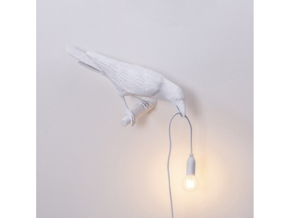 BRILVIBERA Aplique Italiano Moderno Seletti Bird, Preta e Branca, em Resina
