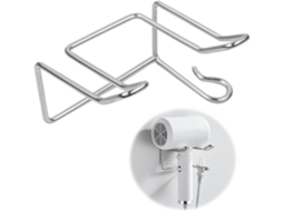 Suporte Para Secador De Cabelo, Parede Cabelo Sem Furos, Autoadesivo Em Aço Inoxidável Com Organizador Cabos, Banheiro.