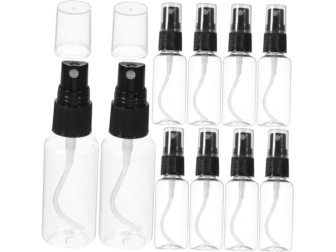 Conjunto De 10 Mini Frascos De Plástico Recarregáveis Com Spray