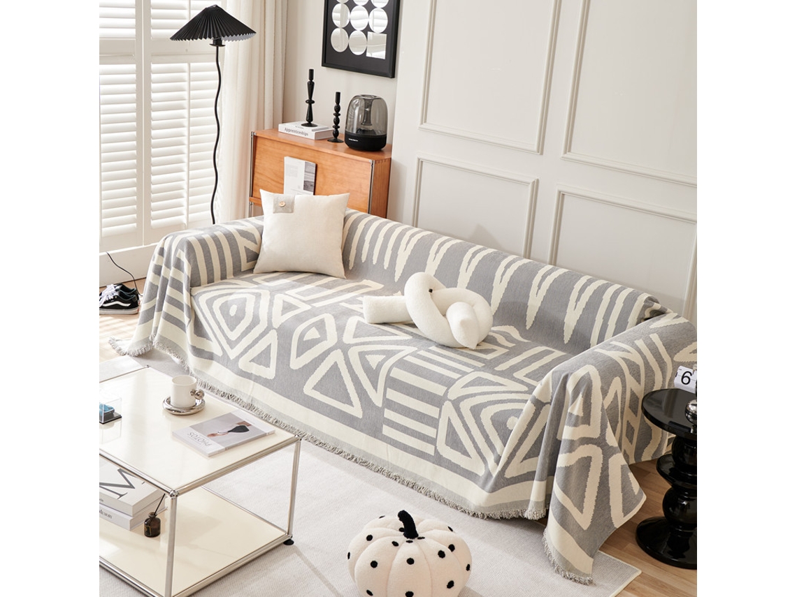 Protetor de Almofada de Sofá com Capa de Assento Antiderrapante Cinza-180X420Cm LUUCOZK