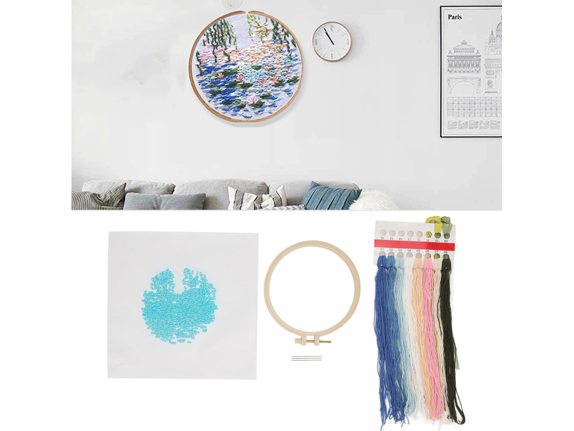 Bordado Impresso Simples Tridimensional Clássico Lindo Kits De Bordado Para Decoração De Casa Presente Monet Nenúfares Slowmoose